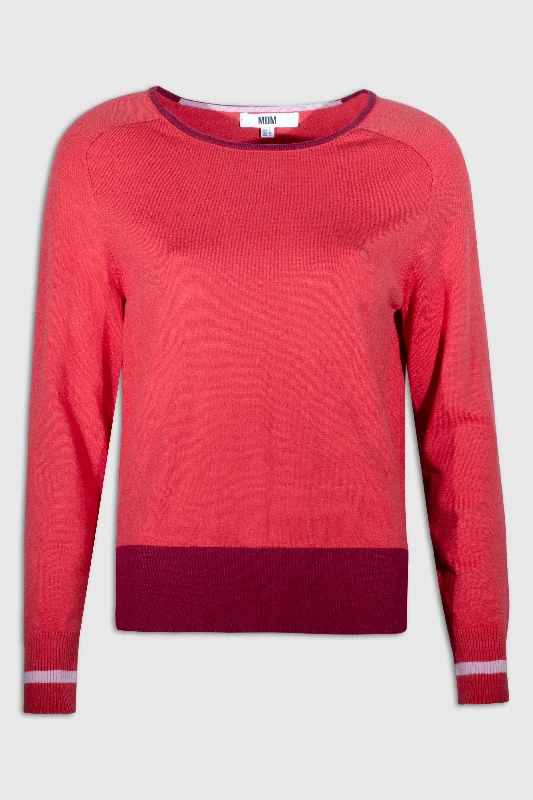 15043627  Basic Sweater with Contrast Color Detailing - Red