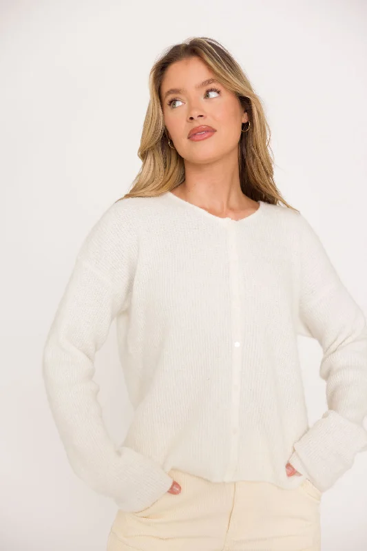 Newport Cardigan in Ivory - Nursing Friendly