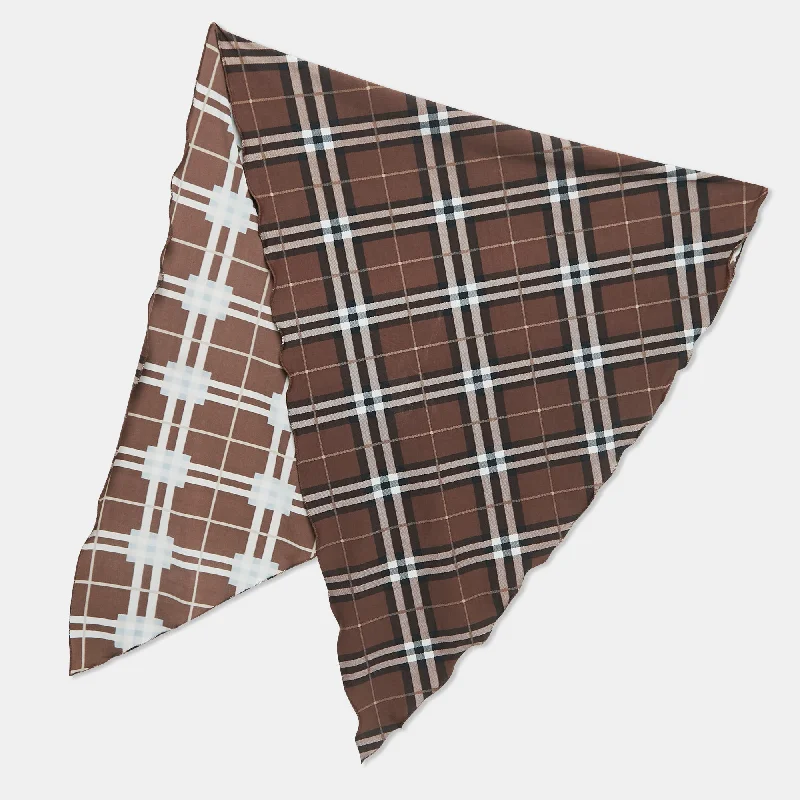 Burberry Brown Checked Jersey Triangular Scarf