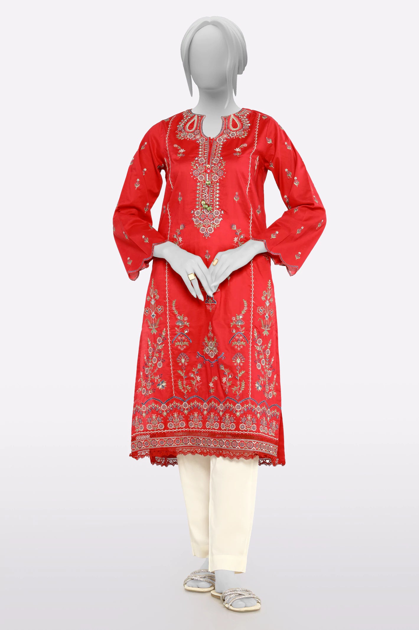 Red Embroidered Kurti