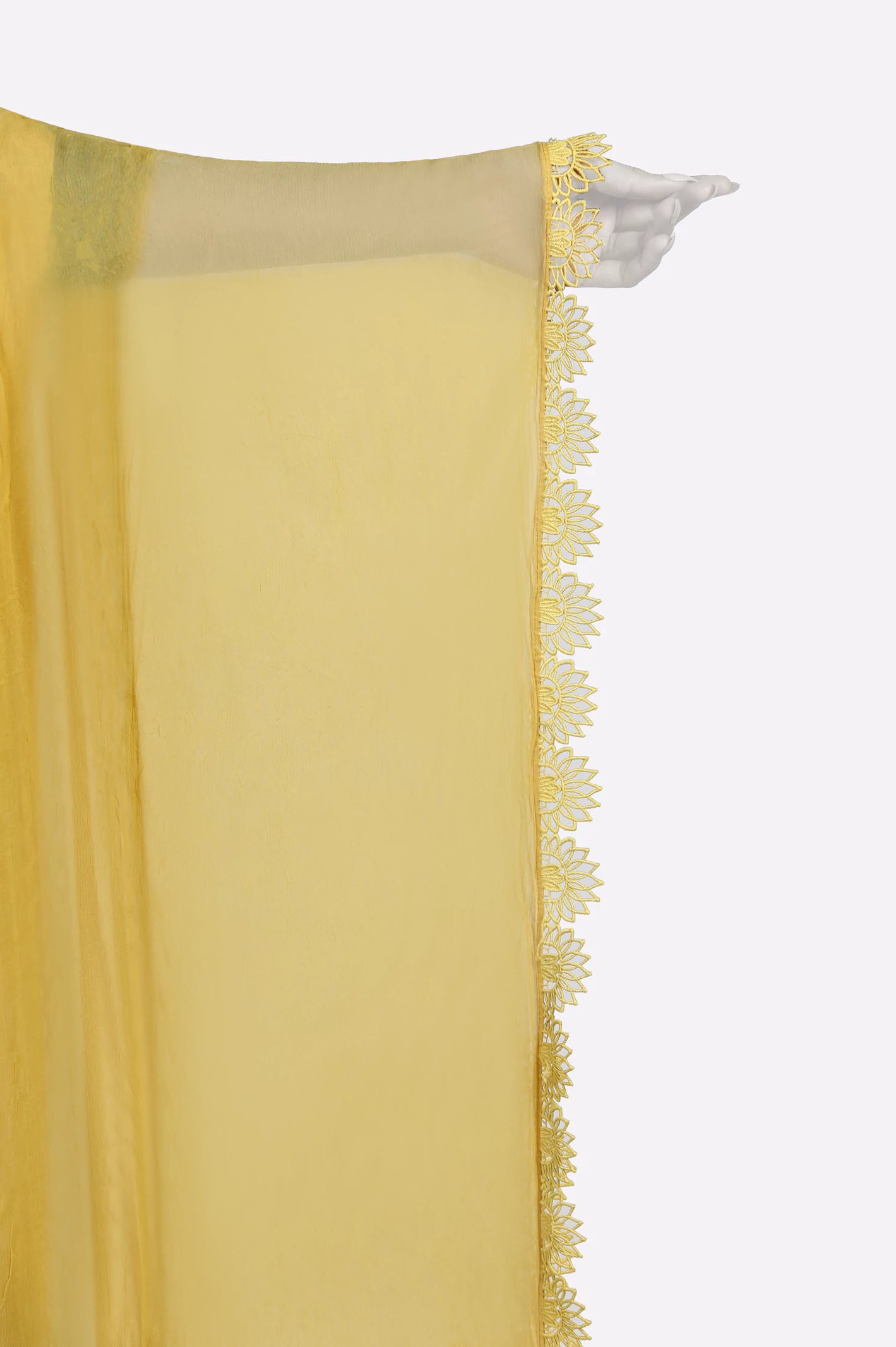 Yellow Plain Lace Dupatta