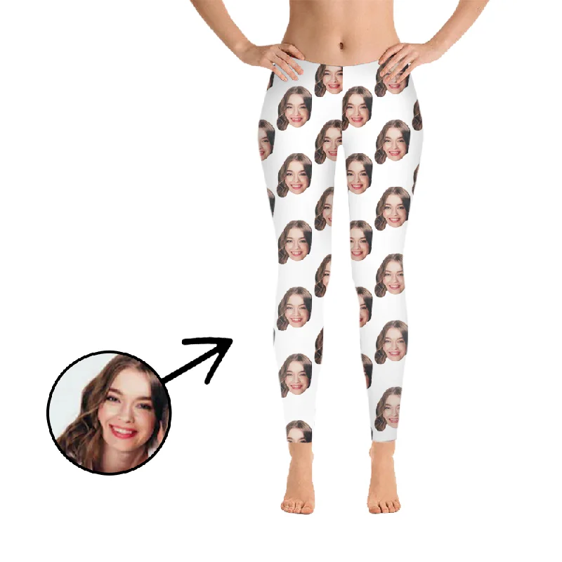 Custom Photo Leggings I Love My Girlfriend White