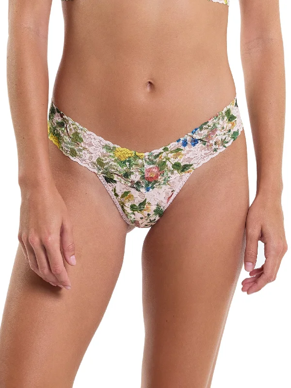 Printed Signature Lace Low Rise Thong Overjoyed