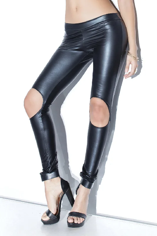 Coquette D9343 Wetlook Pants With Knee Cutouts