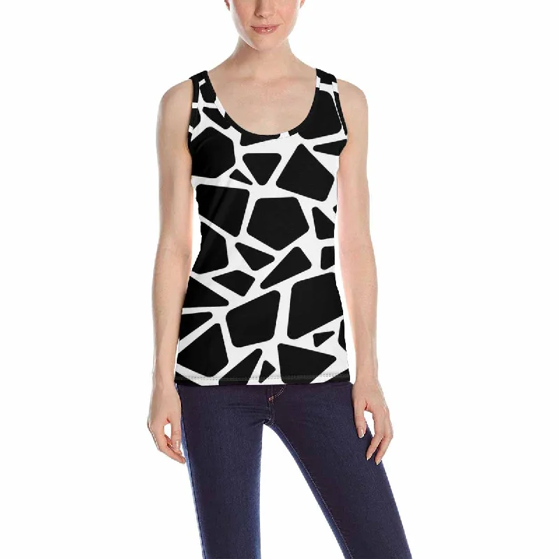 Womens Tank Tops print with black Geometric pattern