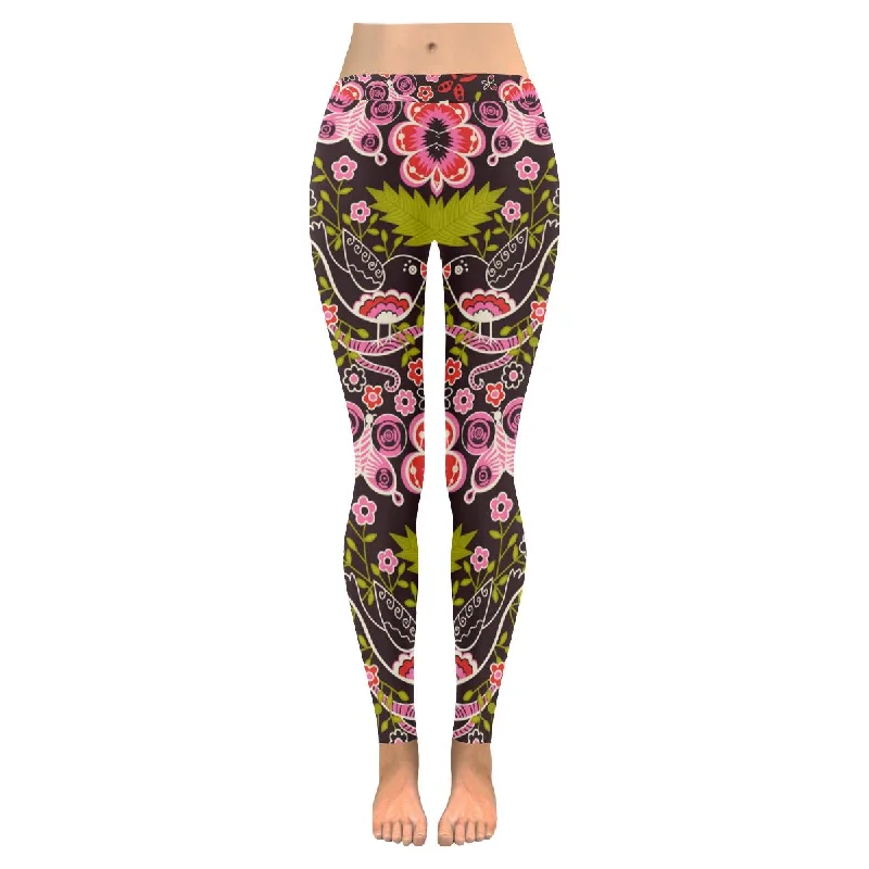 Zenzzle colourful flowers ladies Low Rise outdoor Leggings size XXS-5XL