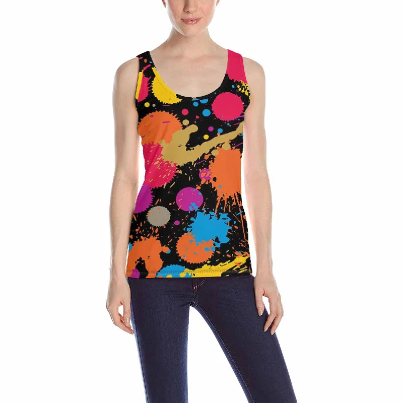 Womens Tank Tops print with colorful watercolor