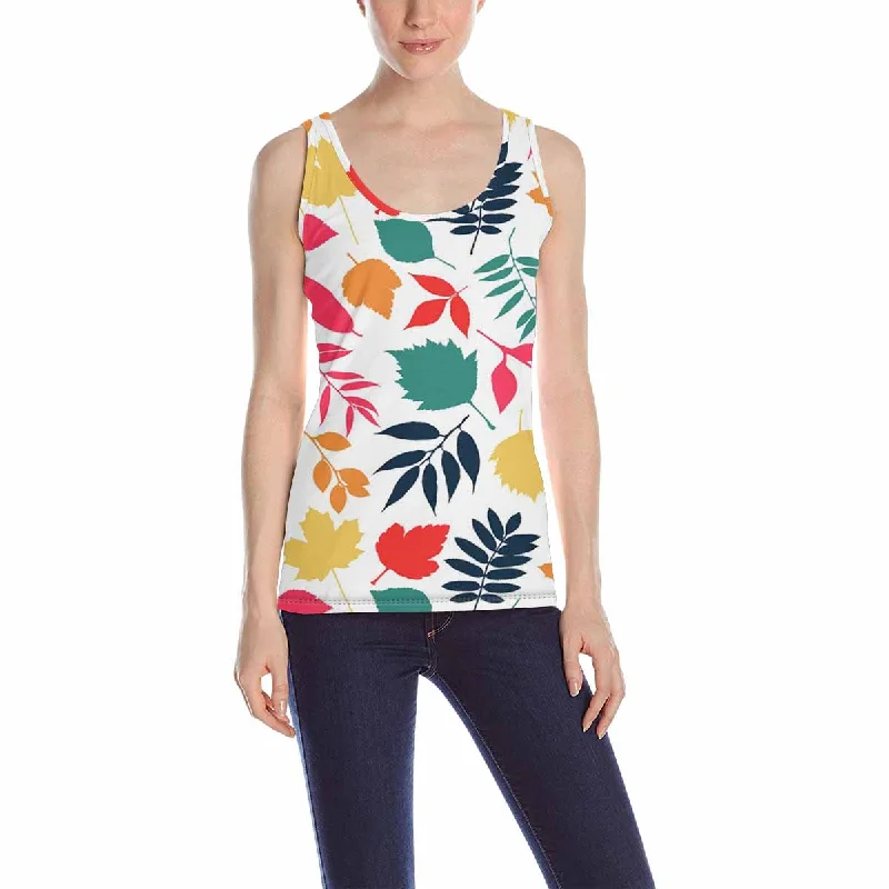 Womens Tank Tops print with Autumn leaves pattern