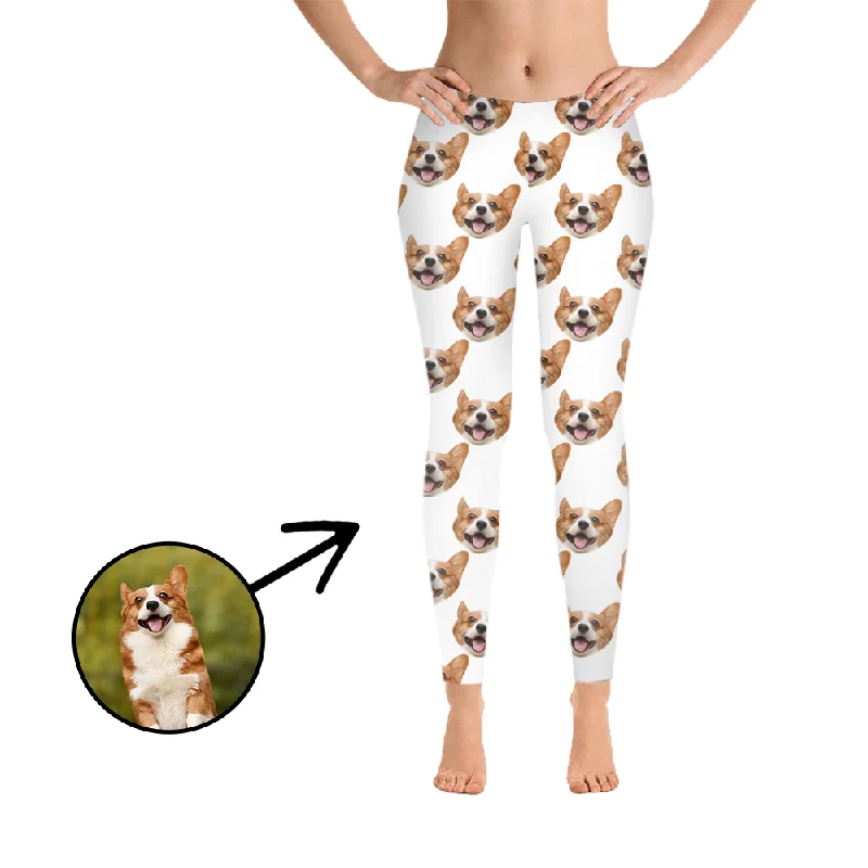 Custom Photo Leggings I Love My Dog White