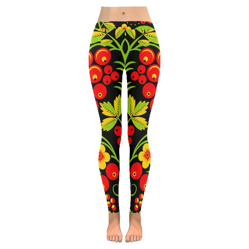 Zenzzle Traditional russian Hohloma style low rise womens legging(XXS-5XL)