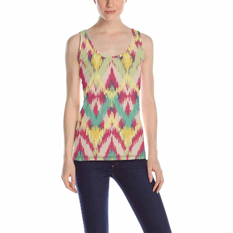 Womens Tank Tops print with ikat ethnic pattern