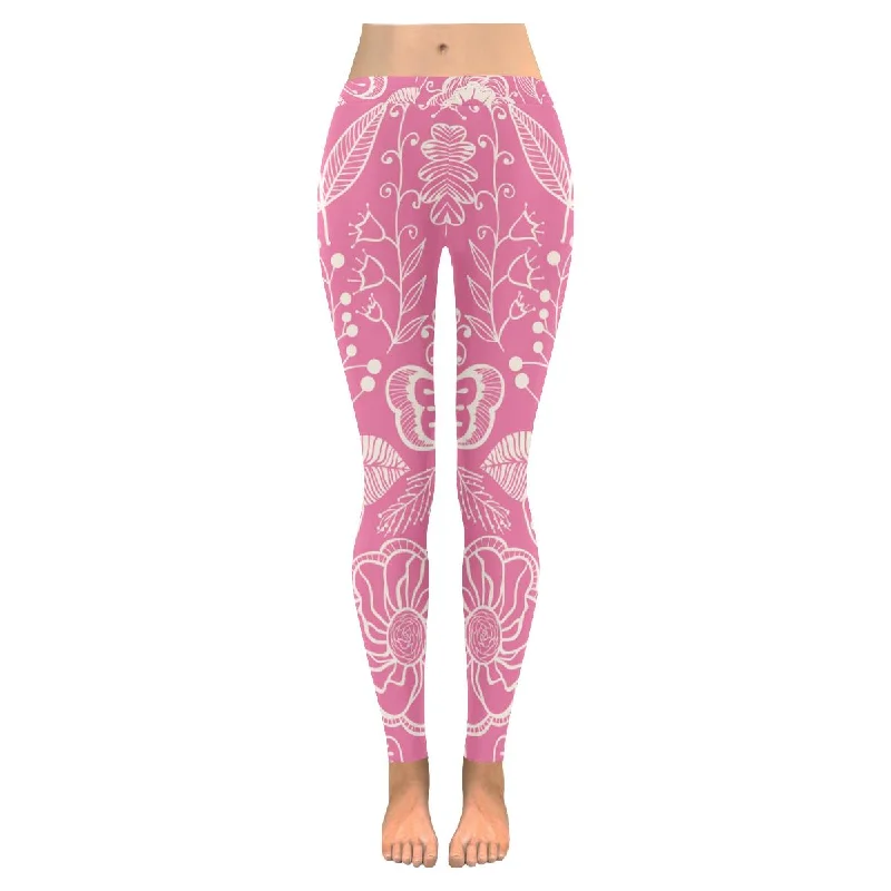 Zenzzle pink flowers print Ladies yoga outdoor Leggings plus size:XXS-5XL