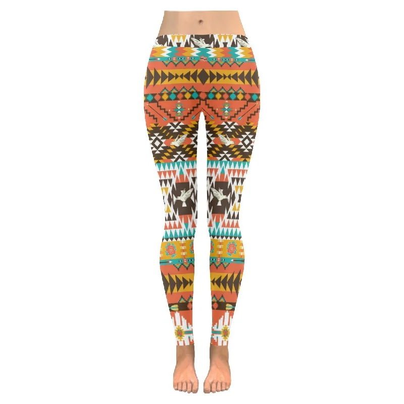 Zenzzle aztec bird and flowers print on Womens outdoor Leggings(XXS-5XL)