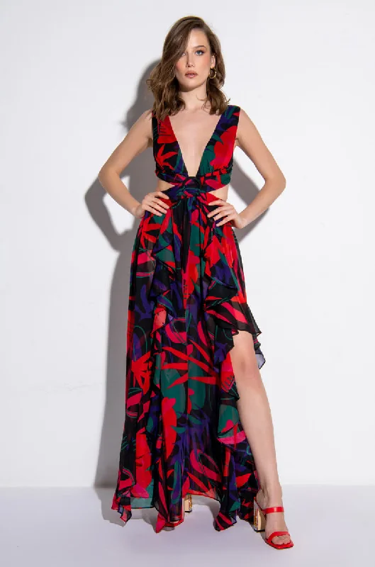 ADORE HALTER TOP PRINTED MAKI DRESS