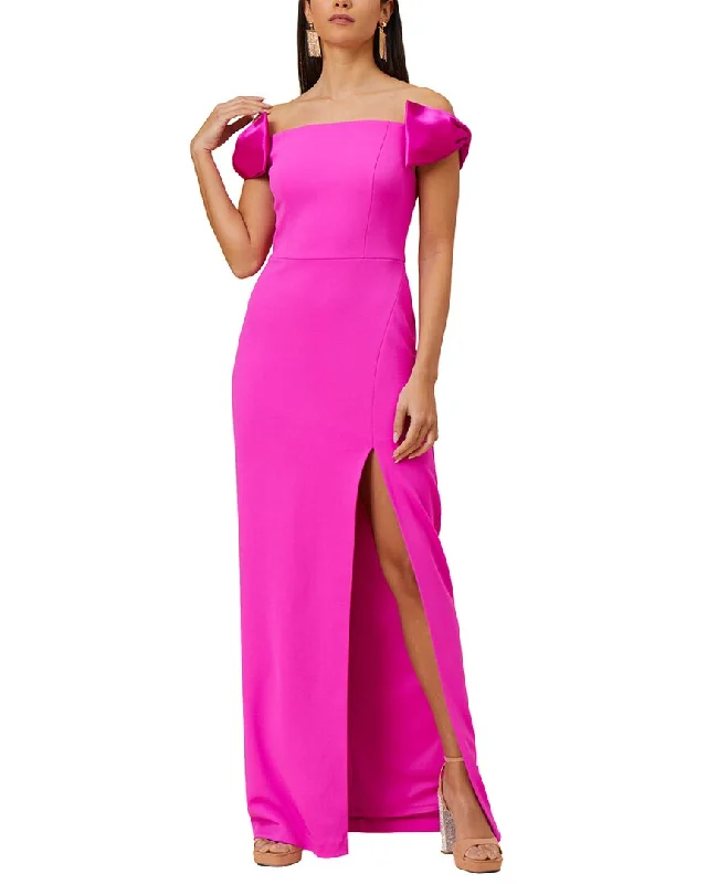 Aidan Mattox Stretch Crepe Column Gown