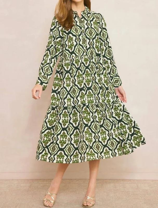 Braver Than Belief Midi Dress In Green