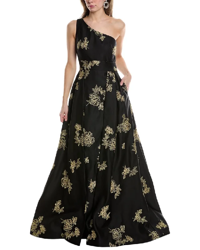 Marchesa Notte One-Shoulder Heavy Duchess Satin Gown