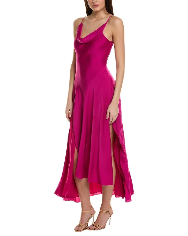 Nicholas Elsie Ruffle Slit Silk-Blend Gown