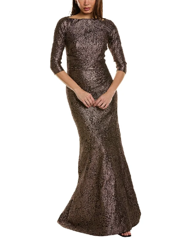 Teri Jon by Rickie Freeman Metallic Jacquard Gown