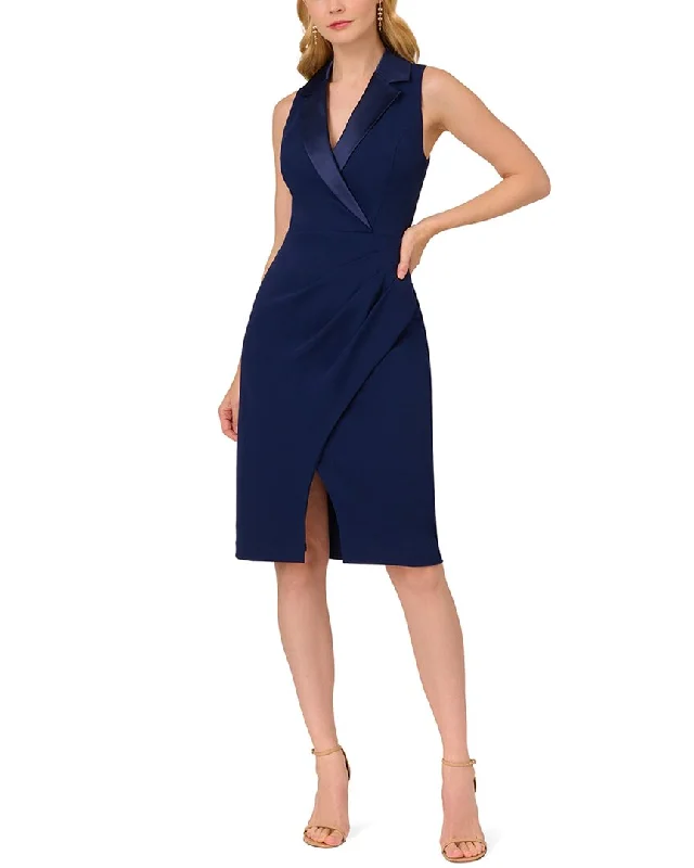 Adrianna Papell Sheath Sleeveless Solid Midi Sheath Dress