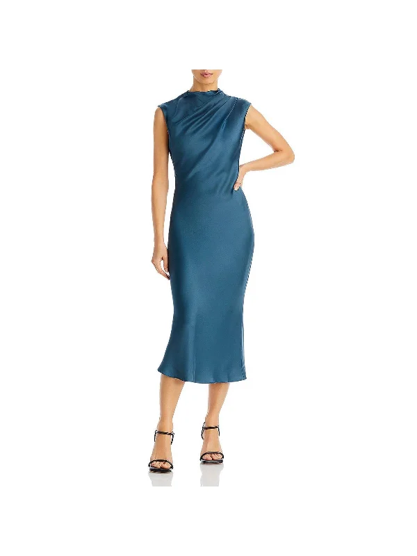 Samantha Womens Silk Sleeveless Midi Dress