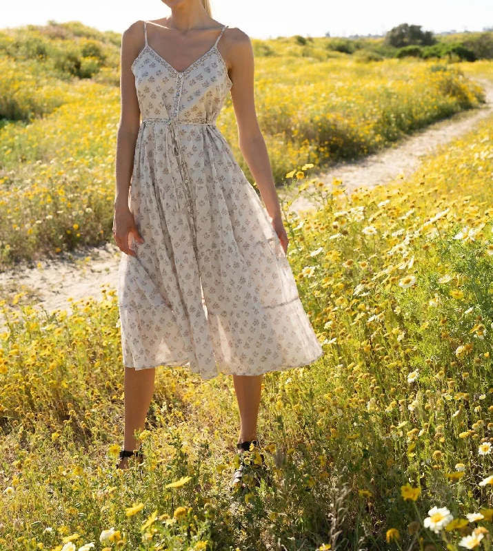 Wildflower Meadows Tiered Midi Dress In Twig