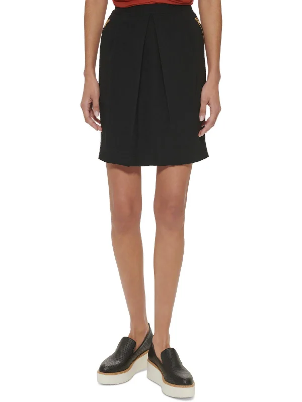 Womens Above Knee Solid A-Line Skirt