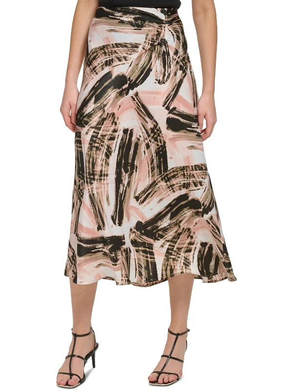 Womens Midi Ruched Midi Skirt