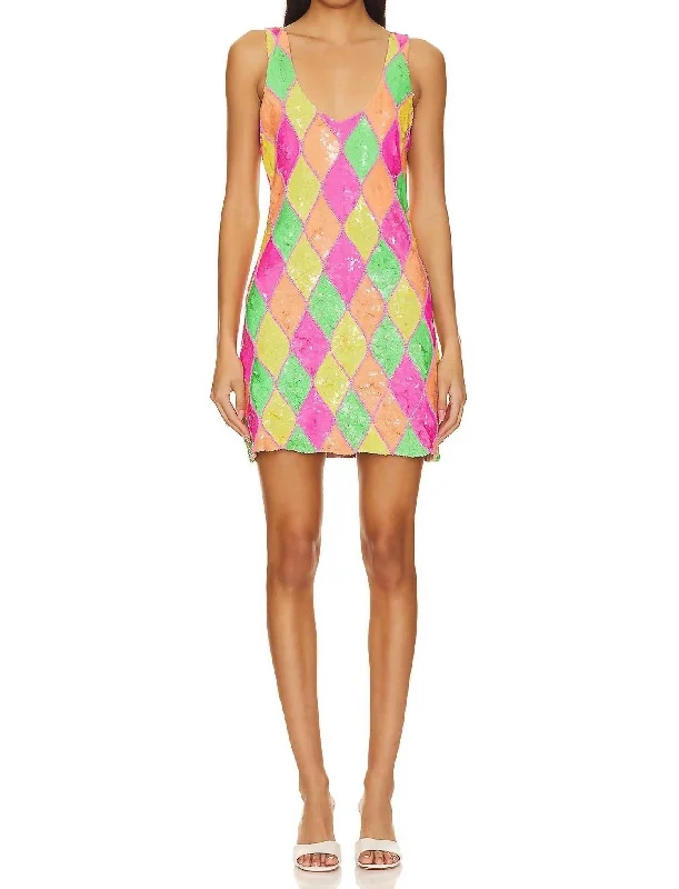 Low Down Mini Dress In Check Me Out Sequins