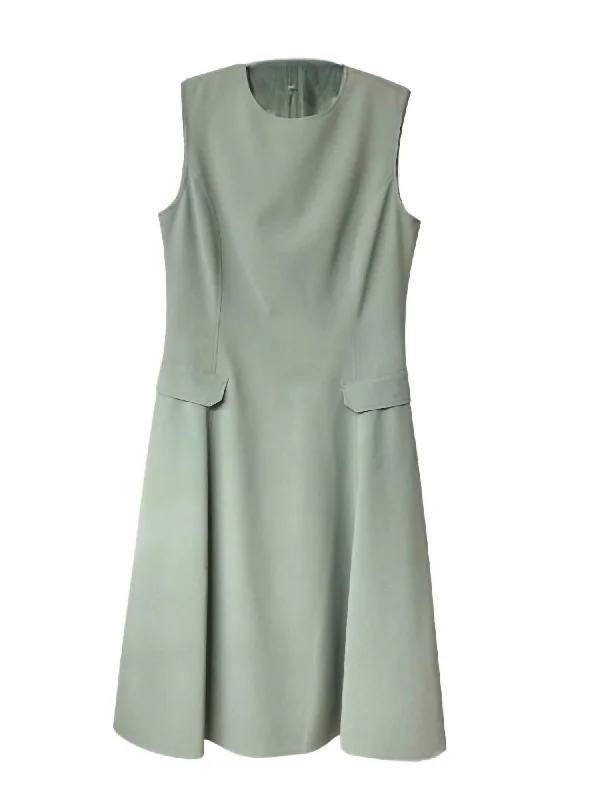 Mini A-Line Dress In Sage Green