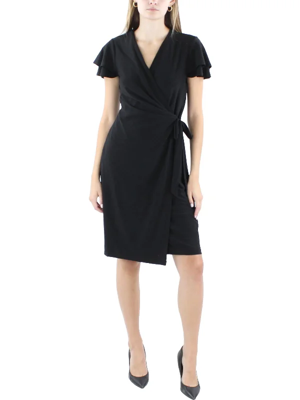 Womens Mini V-Neck Wrap Dress