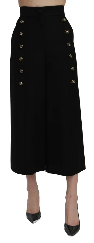 Dolce & Gabbana Elegant High Waist Wide Leg Wool Women's Pants