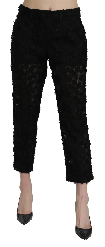 Dolce & Gabbana Elegant Straight Cropped Lace Women's Trousers