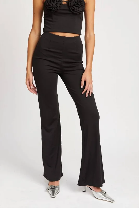 High Waist Flared Pants In Black