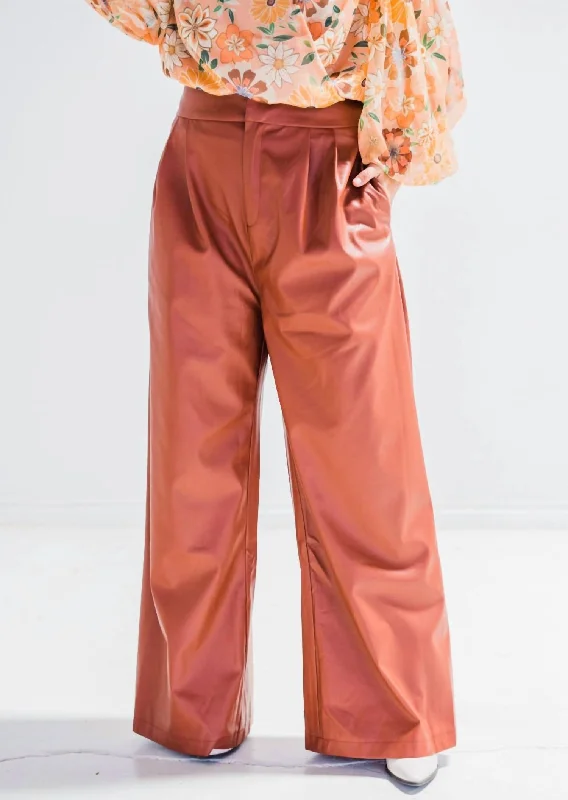 Made For Mocha Leather Pant In Brown