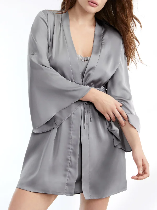 Flora Nikrooz Women's Ember Solid Luxe Woven Wrap Robe